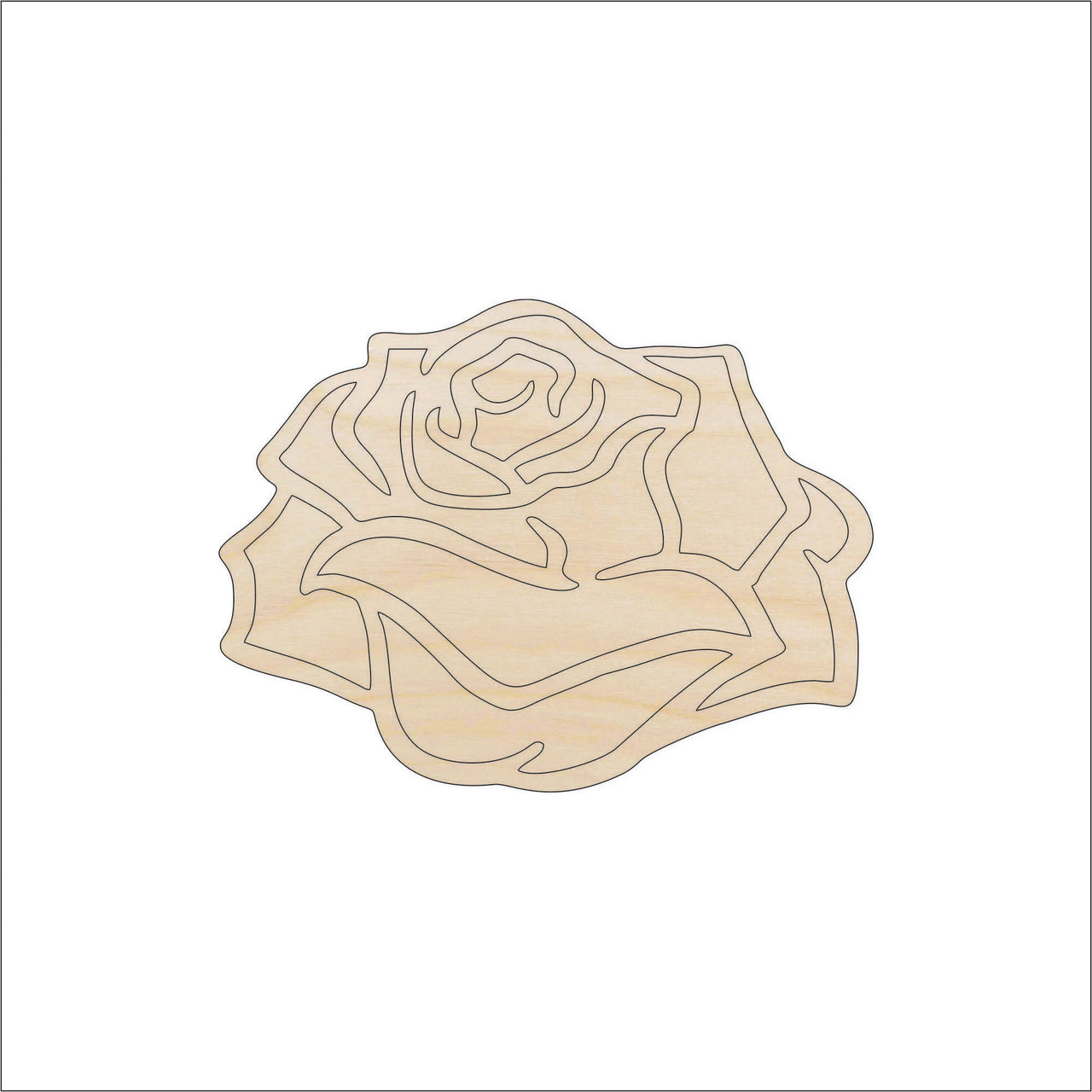 Rose Flower Wood Craft Shape - Laser Cut Baltic Birch Unfinished DIY Wood Art Supplies FLR69 - The Wood Shape Store