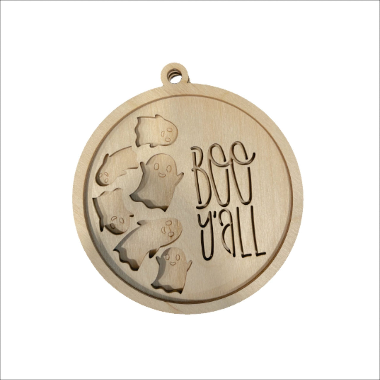Boo 3D Laser Cut Ornament – Baltic Birch Wood Craft Supplies | DIY Wood Ornament Kit HA1 - The Wood Shape Store