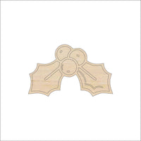 Holly Wood Craft Shape - Laser Cut Baltic Birch Unfinished DIY Wood Art Supplies XMS215 - The Wood Shape Store
