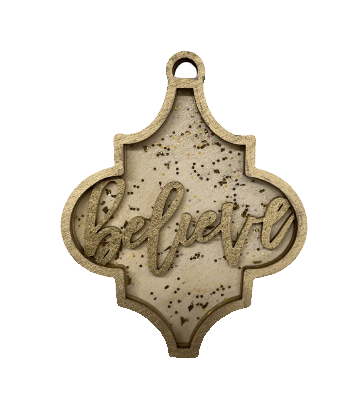 Believe 3D Laser Cut Ornament – Baltic Birch Wood Craft Supplies | DIY Wood Ornament Kit RE3 - The Wood Shape Store