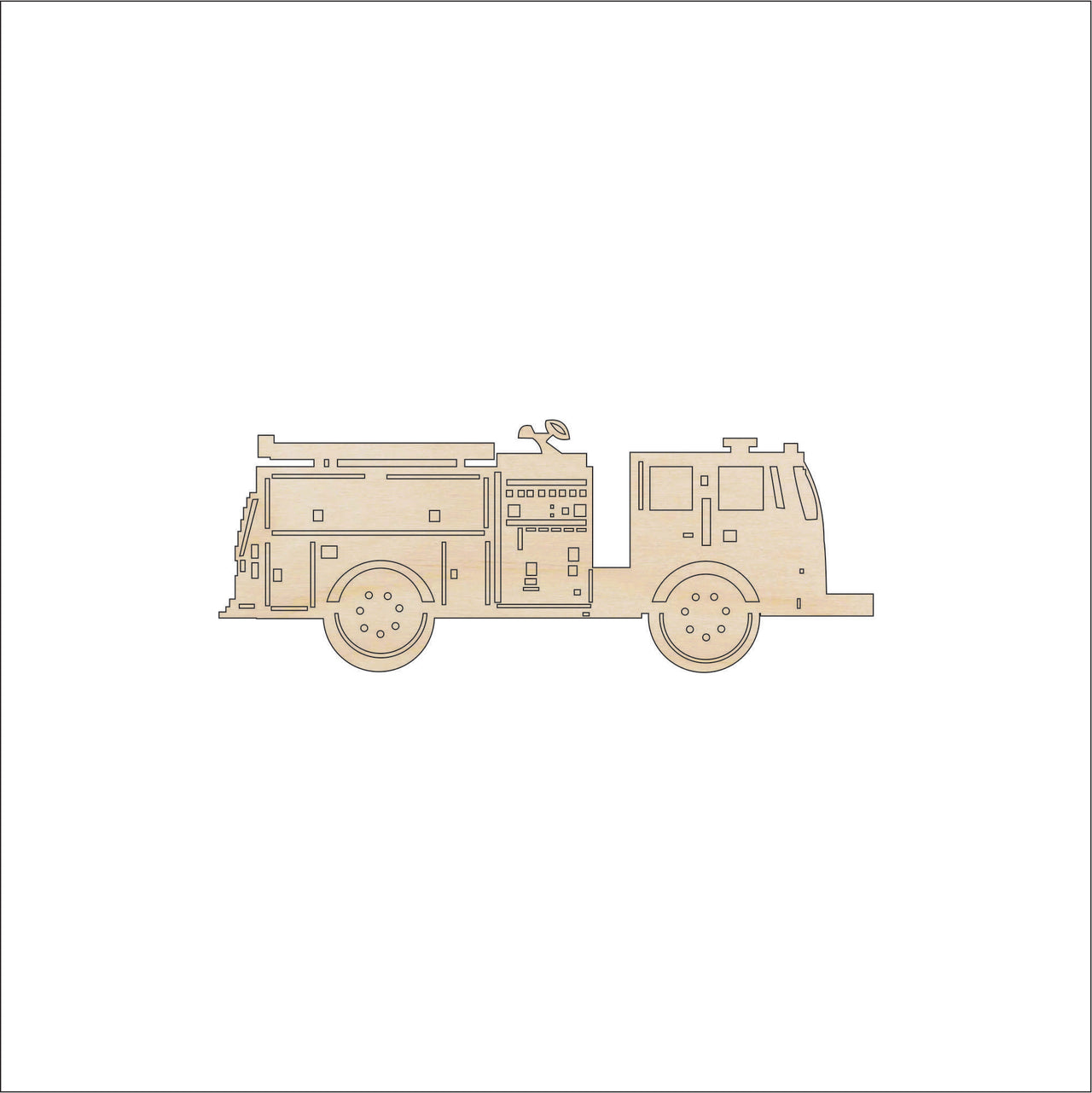 Firetruck Wood Craft Shape - Laser Cut Baltic Birch Unfinished DIY Wood Art Supplies CAR110 - The Wood Shape Store