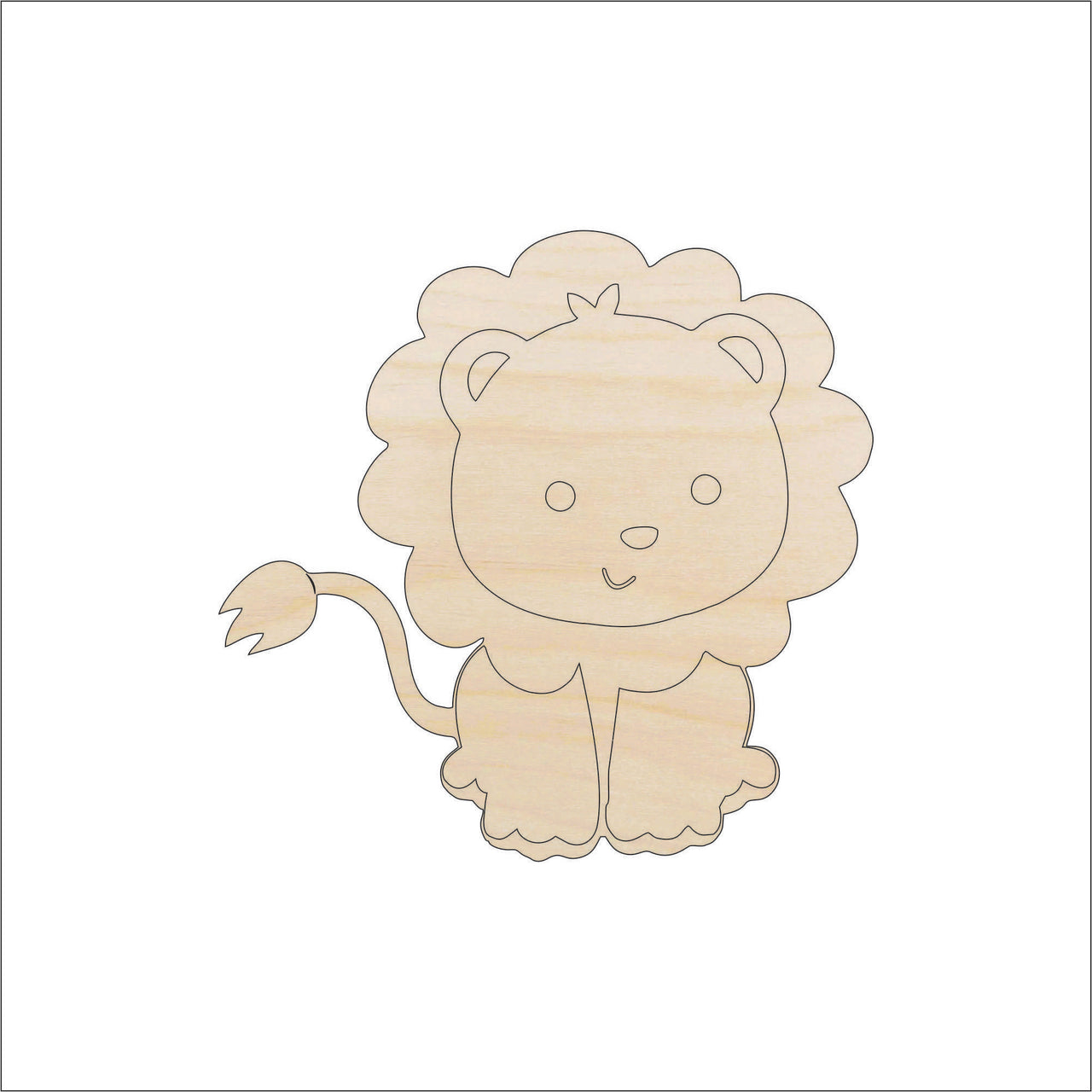 Lion Wood Craft Shape - Laser Cut Baltic Birch Unfinished DIY Wood Art Supplies CAT37 - The Wood Shape Store