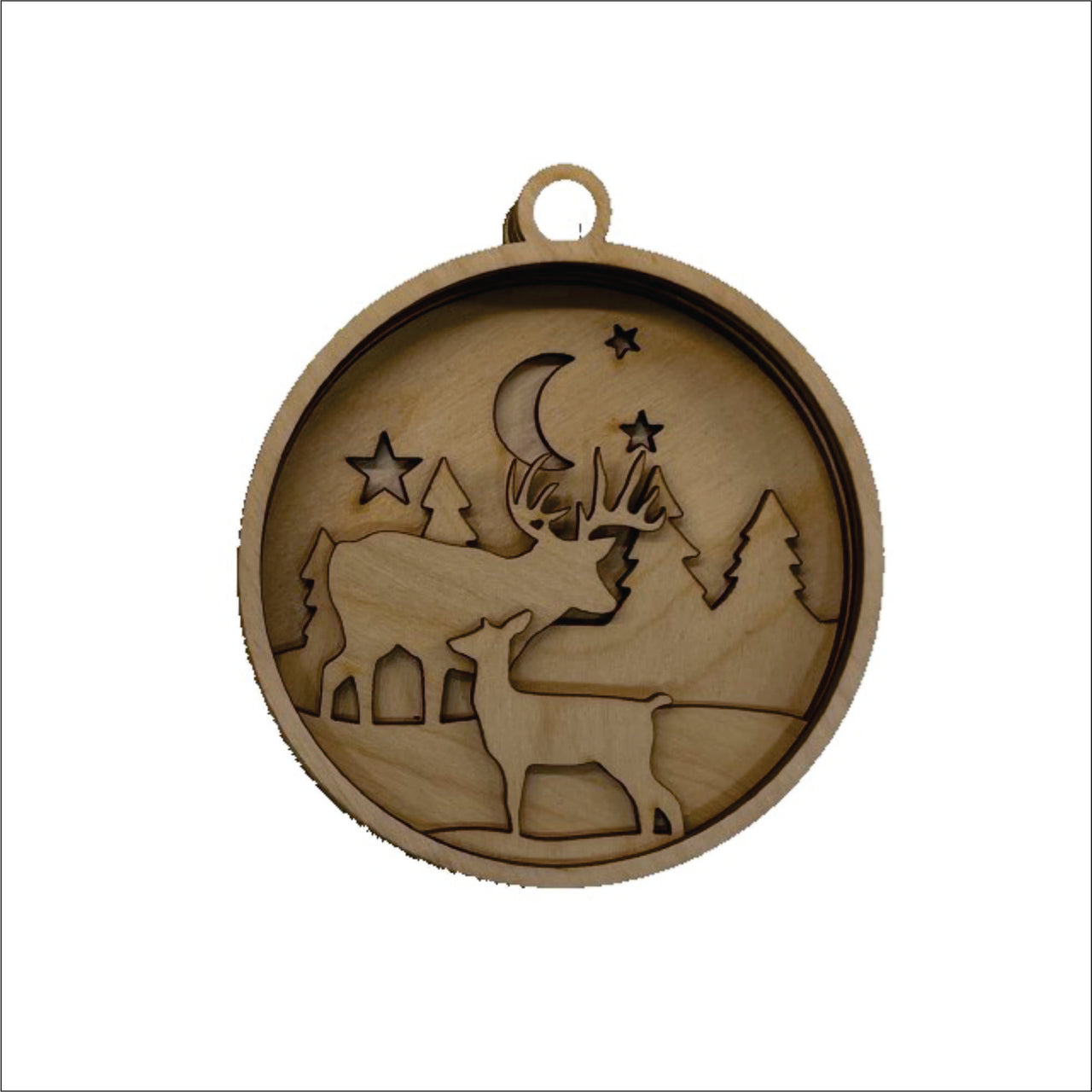 Deer 3D Laser Cut Ornament – Baltic Birch Wood Craft Supplies | DIY Wood Ornament Kit AN39 - The Wood Shape Store
