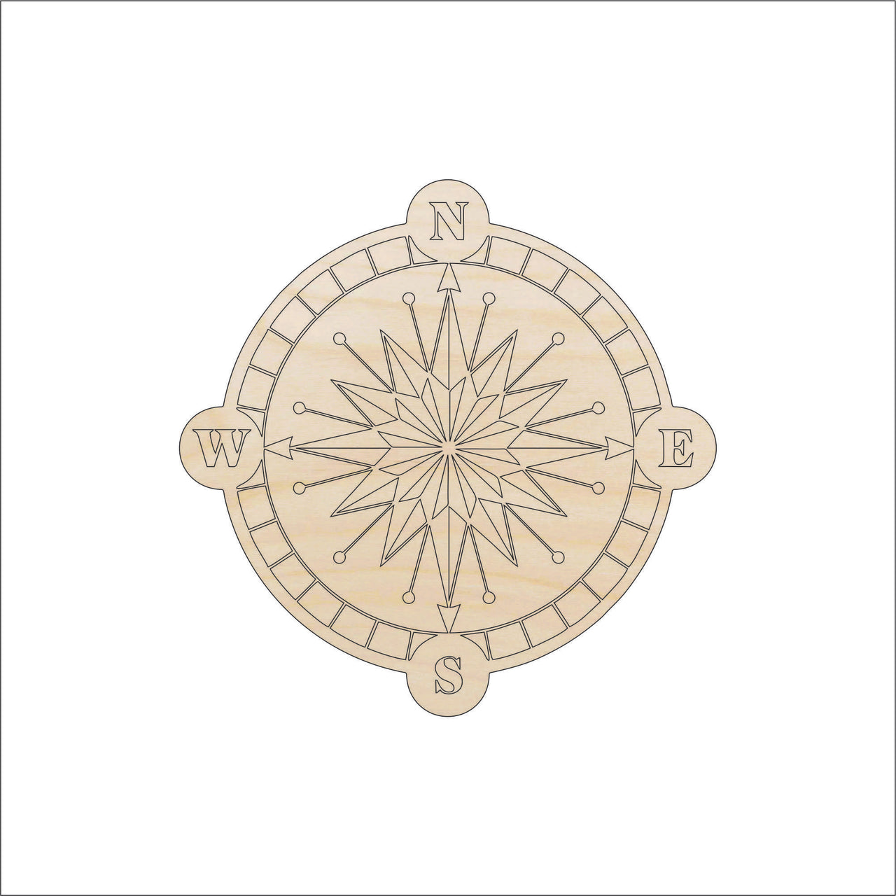 Compass Wood Craft Shape - Laser Cut Baltic Birch Unfinished DIY Wood Art Supplies TRP68 - The Wood Shape Store
