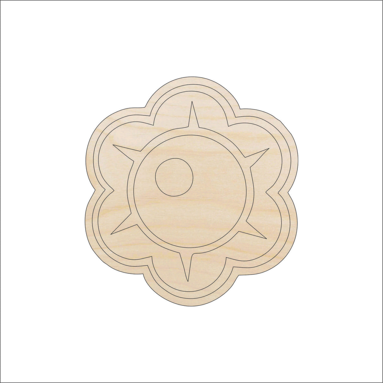Flower Wood Craft Shape - Laser Cut Baltic Birch Unfinished DIY Wood Art Supplies FLR37 - The Wood Shape Store
