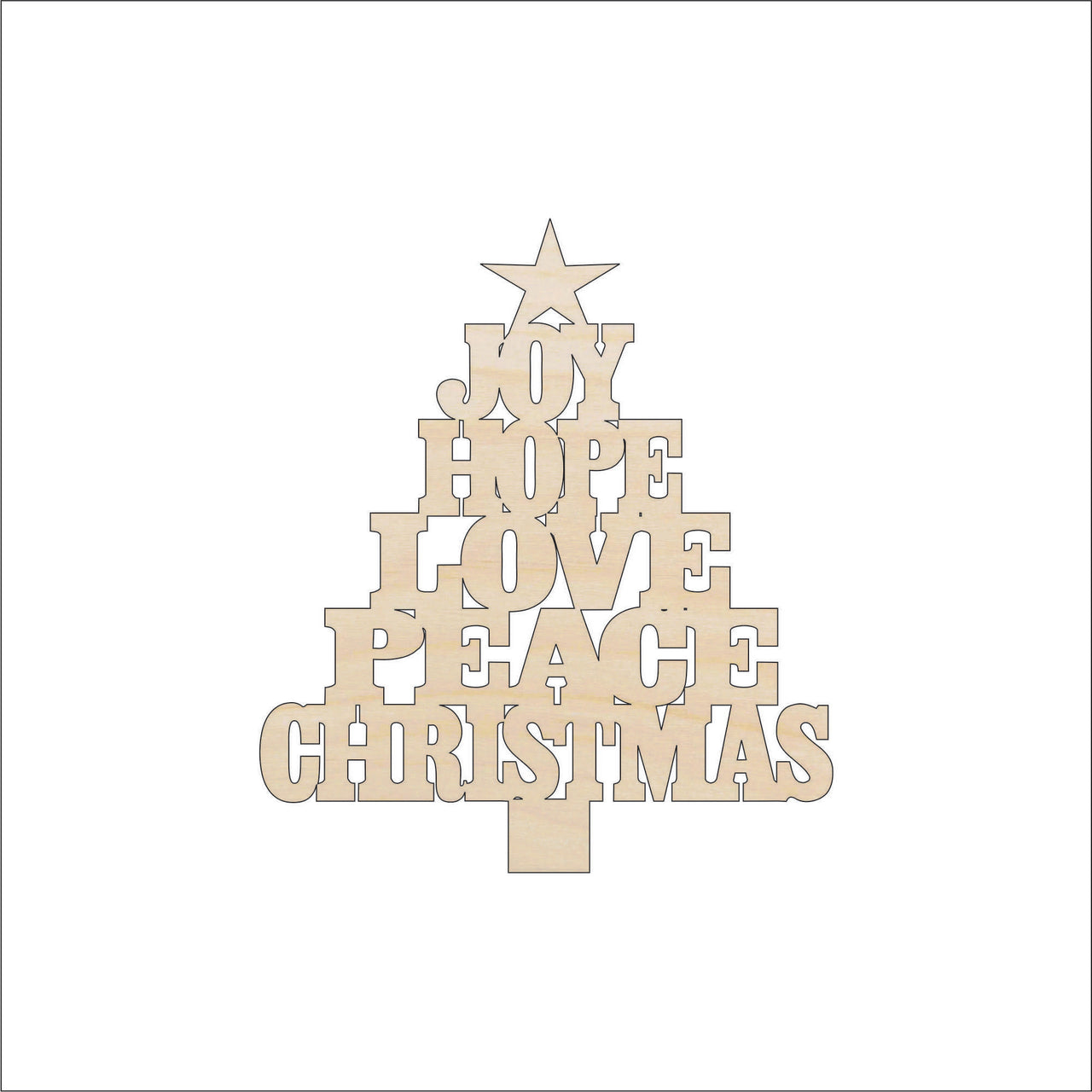 Christmas Tree Wood Craft Shape – Laser Cut Unfinished DIY Wood Art Supplies XMS268 - The Wood Shape Store