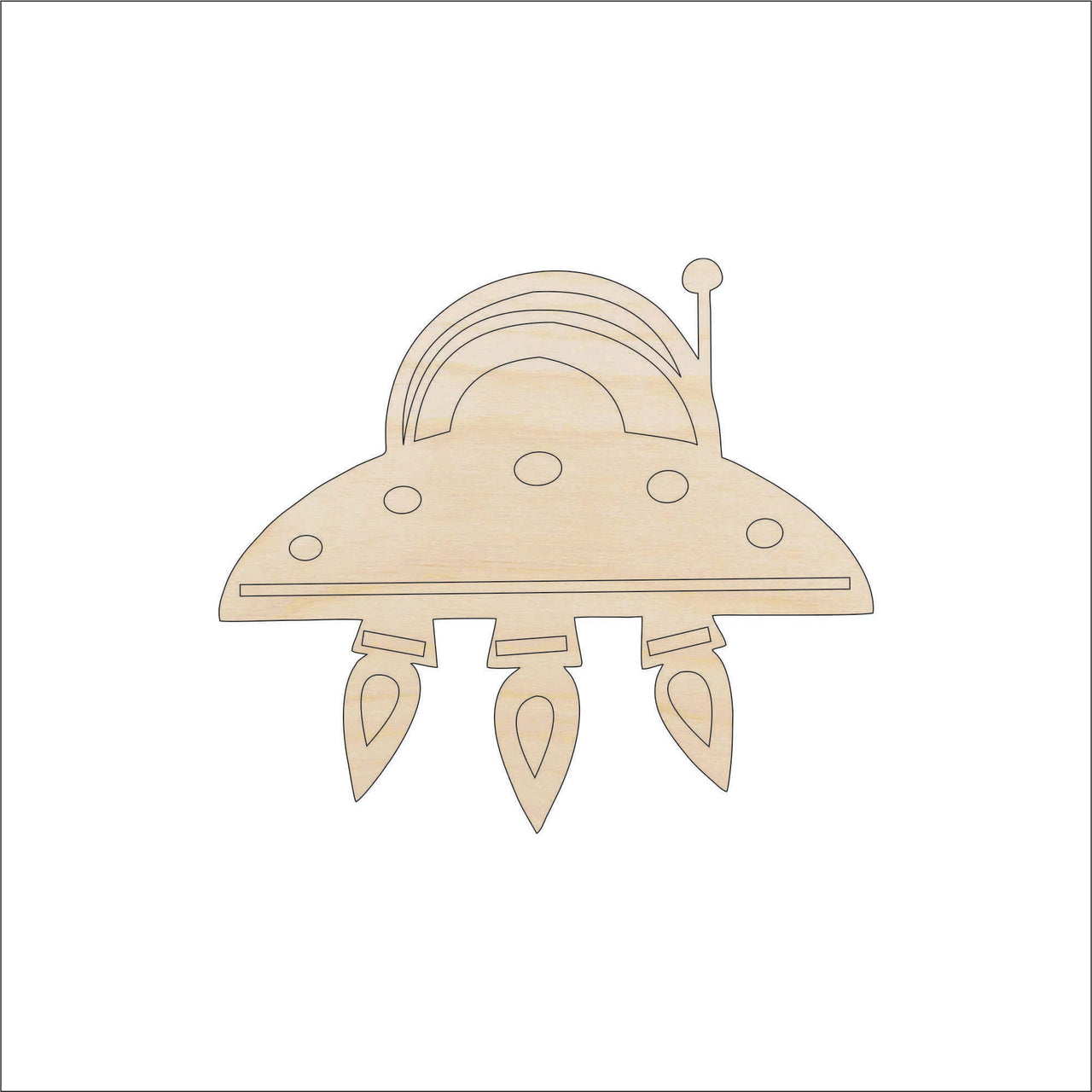 UFO Wood Craft Shape - Laser Cut Baltic Birch Unfinished DIY Wood Art Supplies SPC59 - The Wood Shape Store