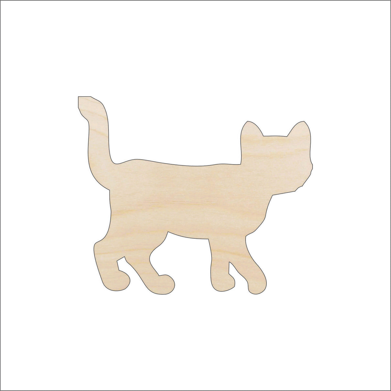 Cat Wood Craft Shape - Laser Cut Baltic Birch Unfinished DIY Wood Art Supplies CAT36 - The Wood Shape Store