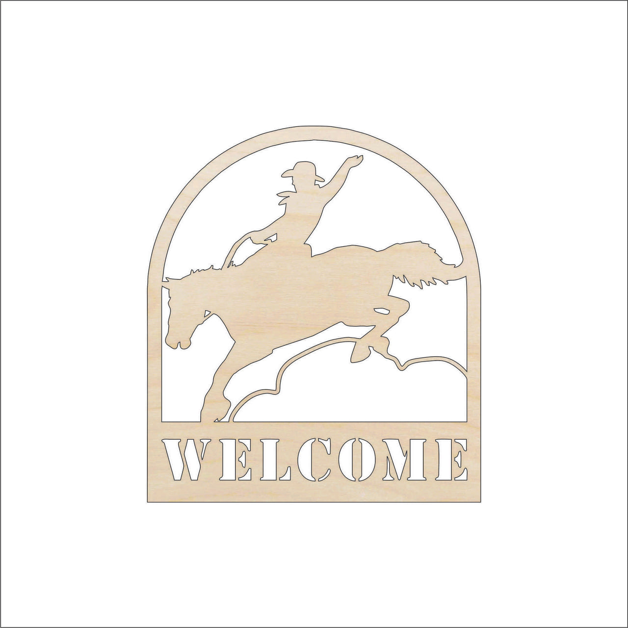 Welcome Cowboy Wood Craft Shape - Laser Cut Baltic Birch Unfinished DIY Wood Art Supplies SGN14 - The Wood Shape Store
