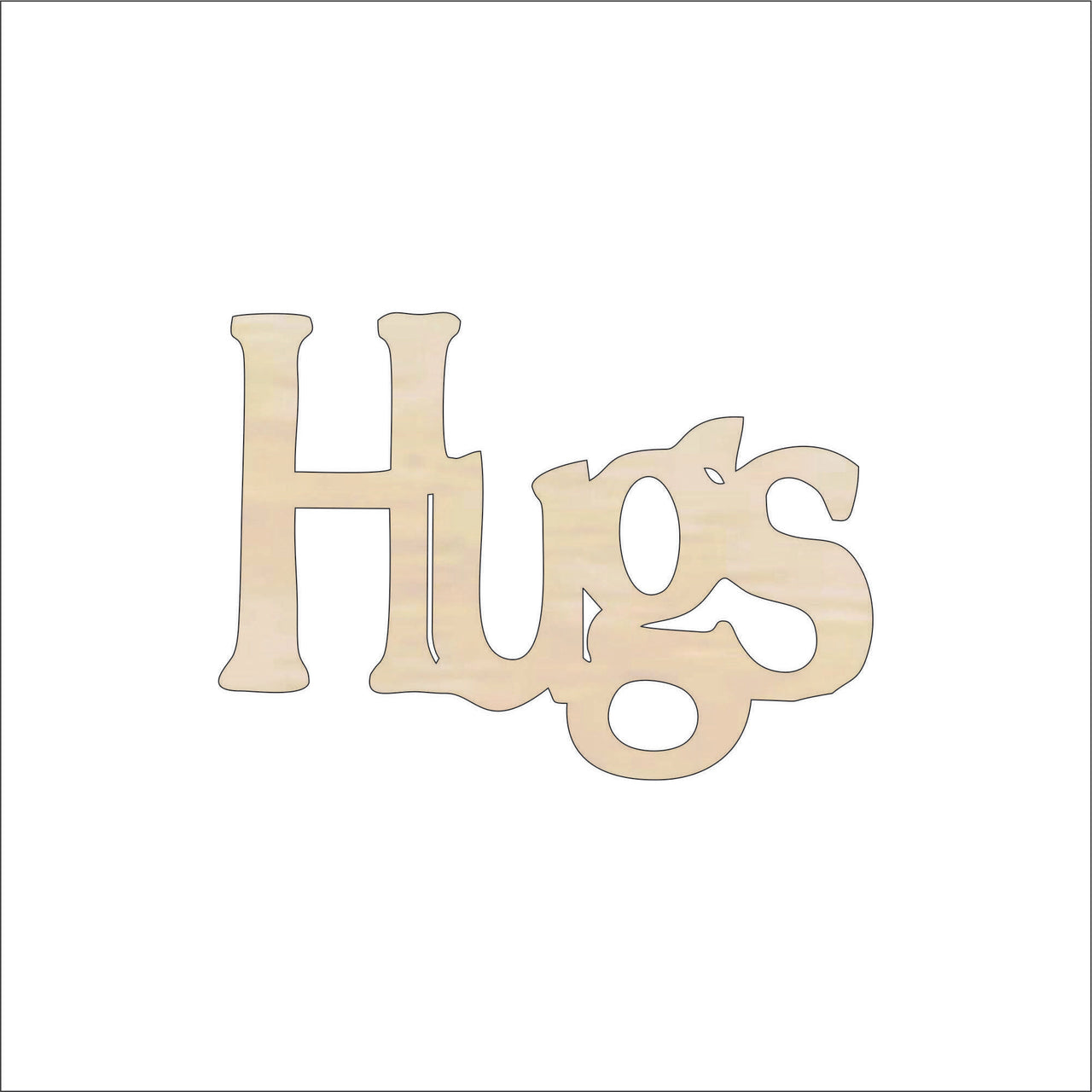 Hugs Wood Craft Shape - Laser Cut Baltic Birch Unfinished DIY Wood Art Supplies WRD106 - The Wood Shape Store