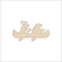 Moose & Bear Canoe Wood Craft Shape – Laser Cut Baltic Birch Unfinished DIY Art Supplies ANML76 - The Wood Shape Store