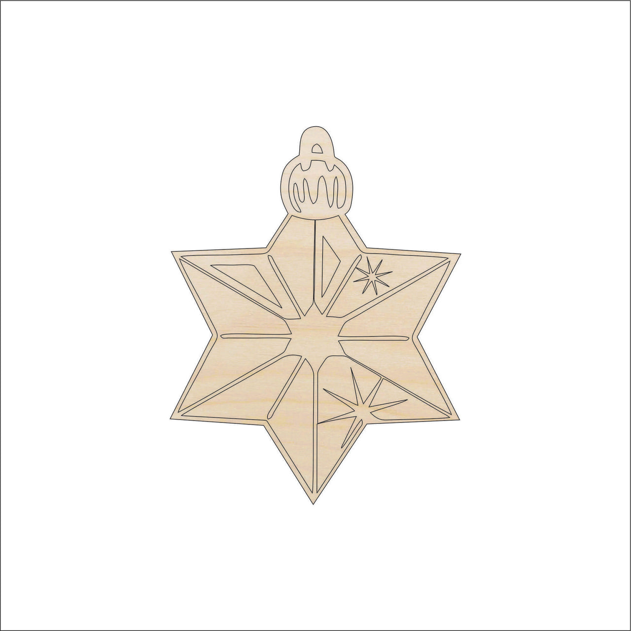 Star Ornament Wood Craft Shape – Laser Cut Baltic Birch Unfinished DIY Wood Art Supplies XMS48 - The Wood Shape Store