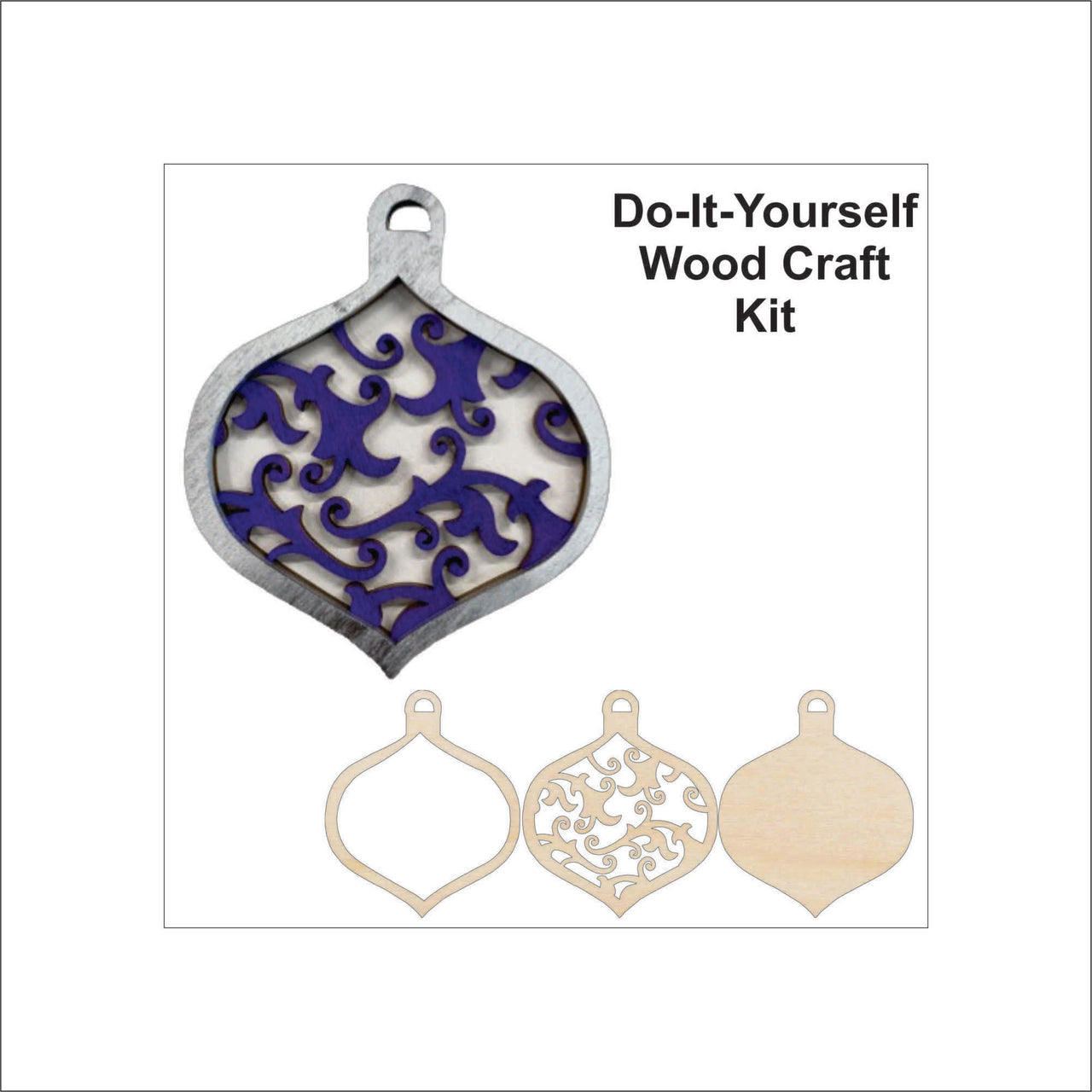 3D Laser Cut Ornament - Baltic Birch Wood Craft Supplies DIY Wood Ornament Kit DS6 - The Wood Shape Store