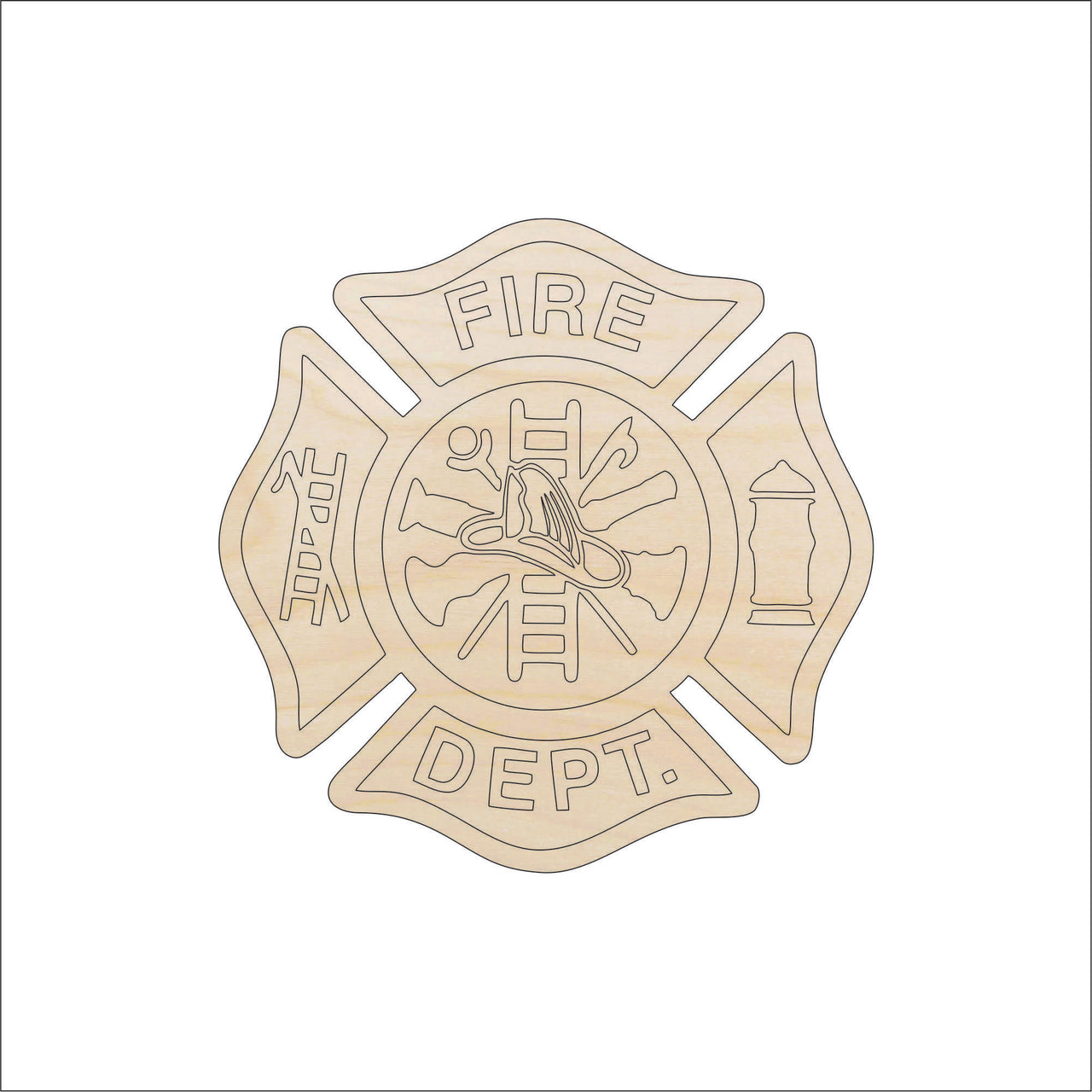 Fire Badge Wood Craft Shape – Laser Cut Baltic Birch Unfinished DIY Wood Art Supplies BDG10 - The Wood Shape Store