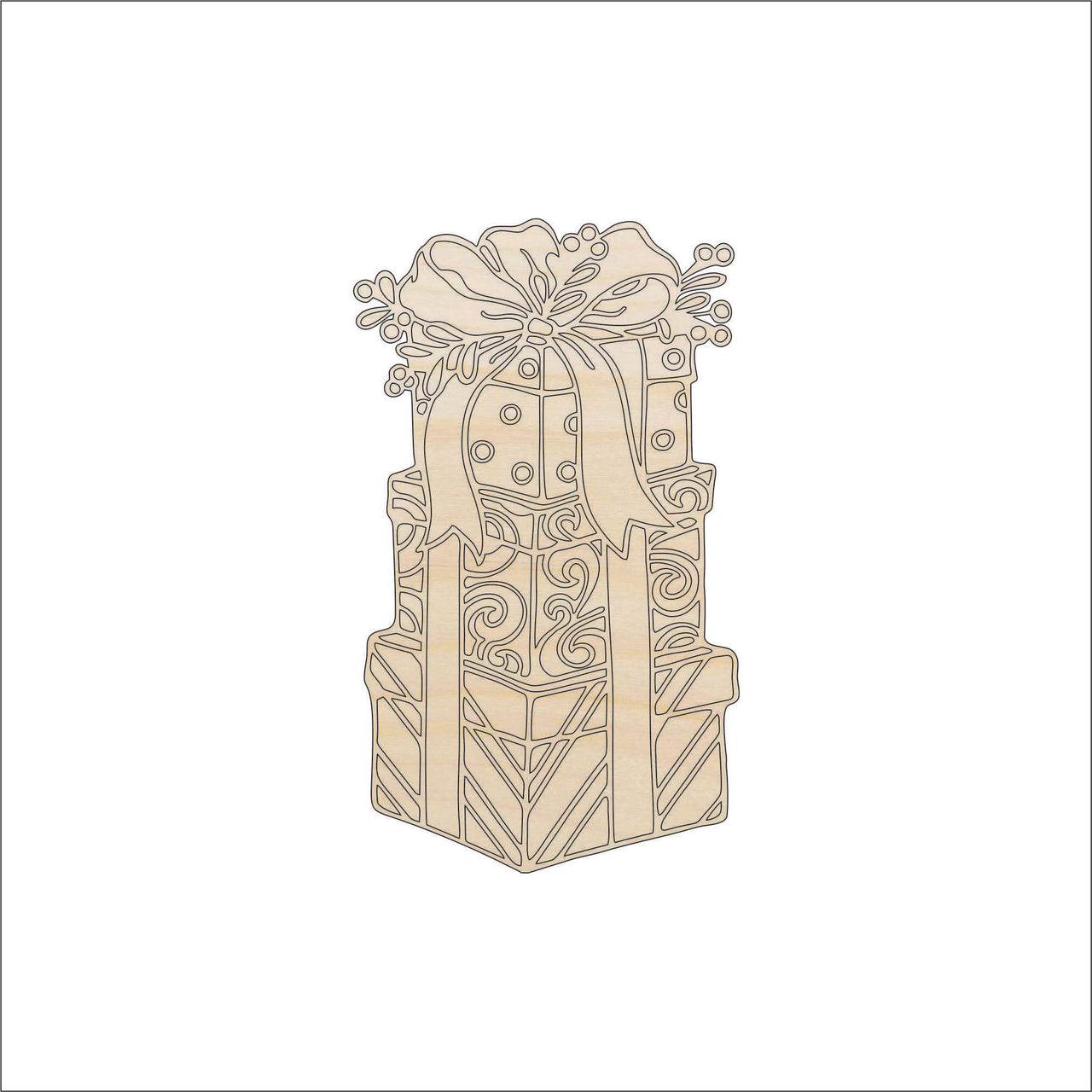 Present Wood Craft Shape - Laser Cut Baltic Birch Unfinished DIY Wood Art Supplies XTR18 - The Wood Shape Store