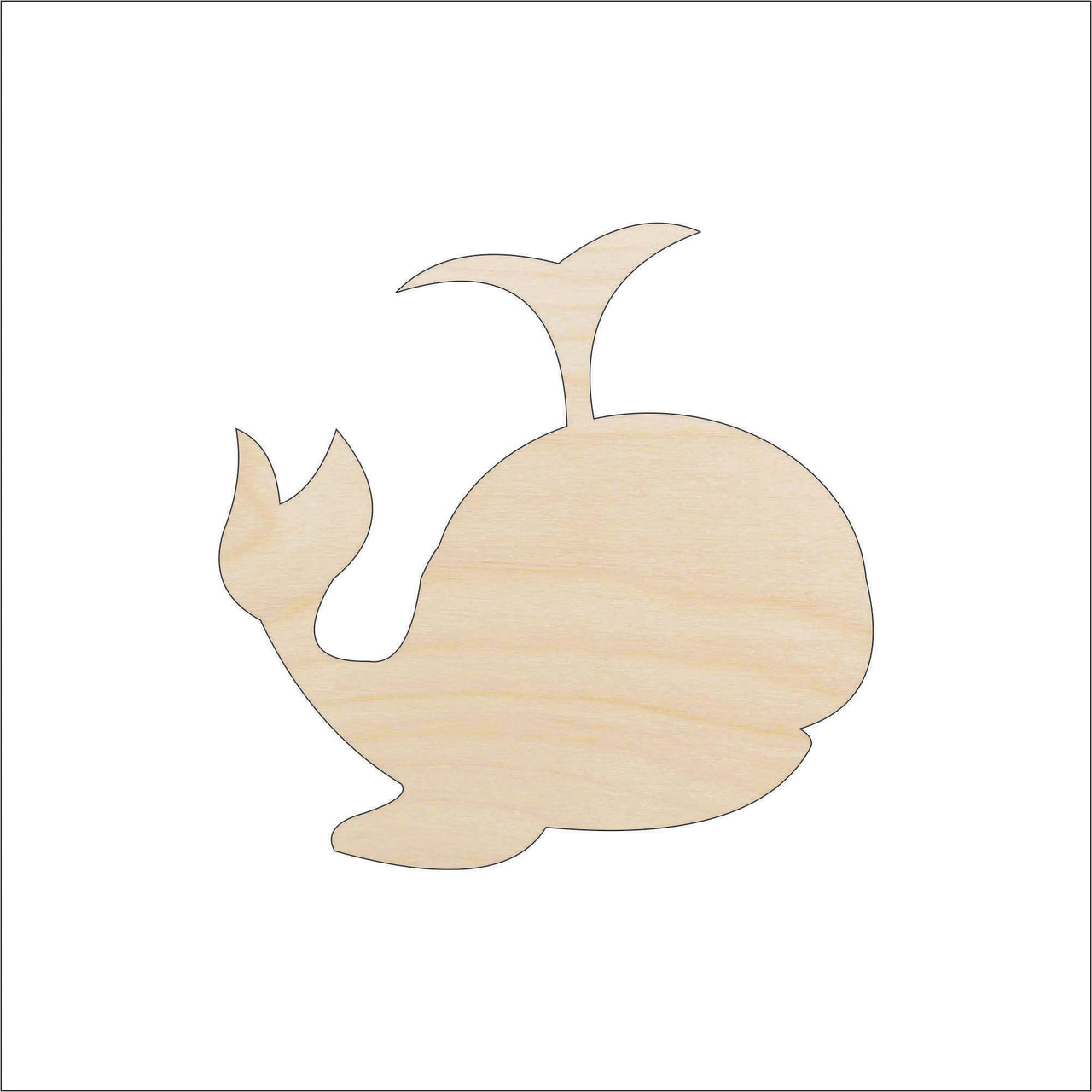 Whale Wood Craft Shape - Laser Cut Baltic Birch Unfinished DIY Wood Art Supplies SEA41 - The Wood Shape Store