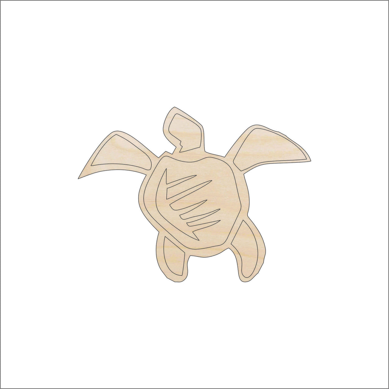 Sea Turtle Wood Craft Shape - Laser Cut Baltic Birch Unfinished DIY Wood Art Supplies SEA72 - The Wood Shape Store
