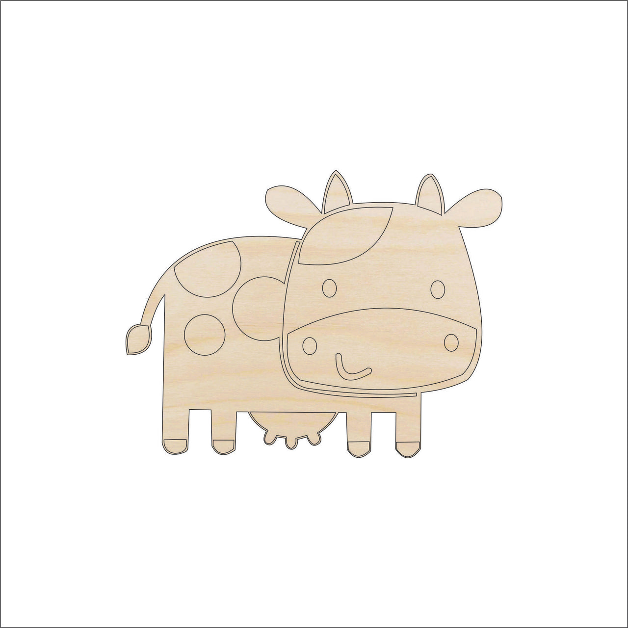 Cow Wood Craft Shape - Laser Cut Baltic Birch Unfinished DIY Wood Art Supplies COW21 - The Wood Shape Store