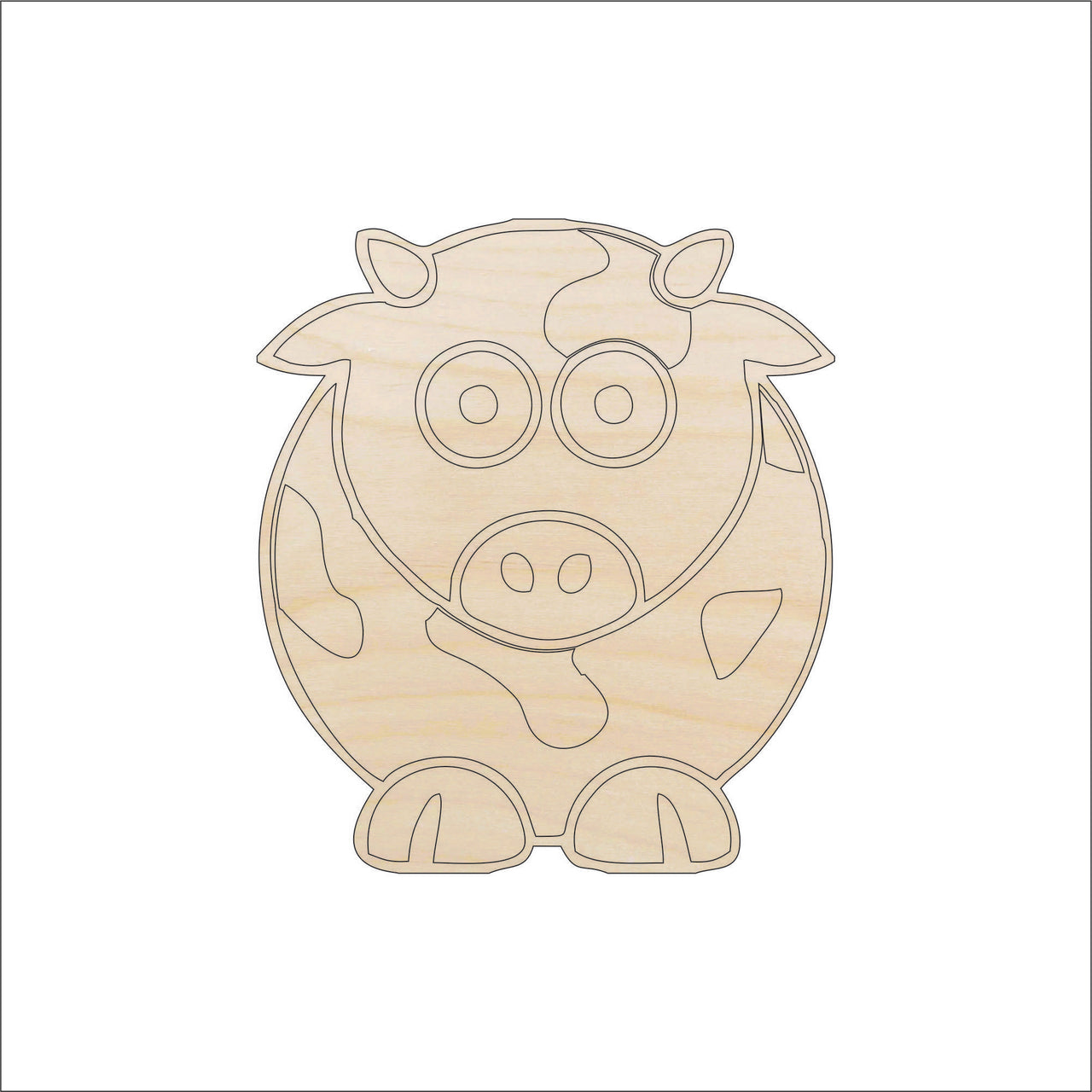 Cow Wood Craft Shape - Laser Cut Baltic Birch Unfinished DIY Wood Art Supplies COW5 - The Wood Shape Store