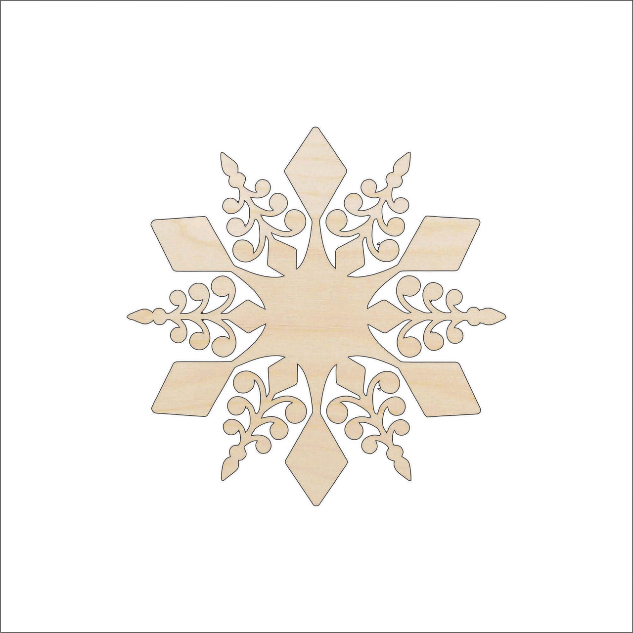 Snowflake Wood Craft Shape - Laser Cut Baltic Birch Unfinished DIY Wood Art Supplies SNW76 - The Wood Shape Store