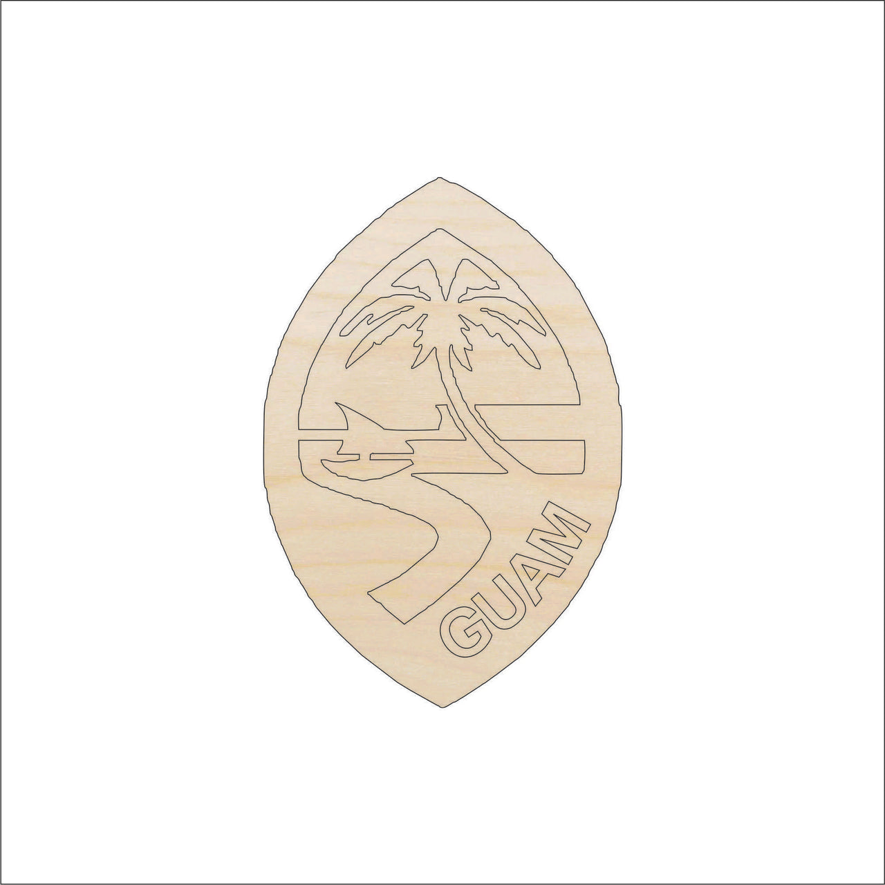 Guam Wood Craft Shape - Laser Cut Baltic Birch Unfinished DIY Wood Art Supplies WLD89 - The Wood Shape Store