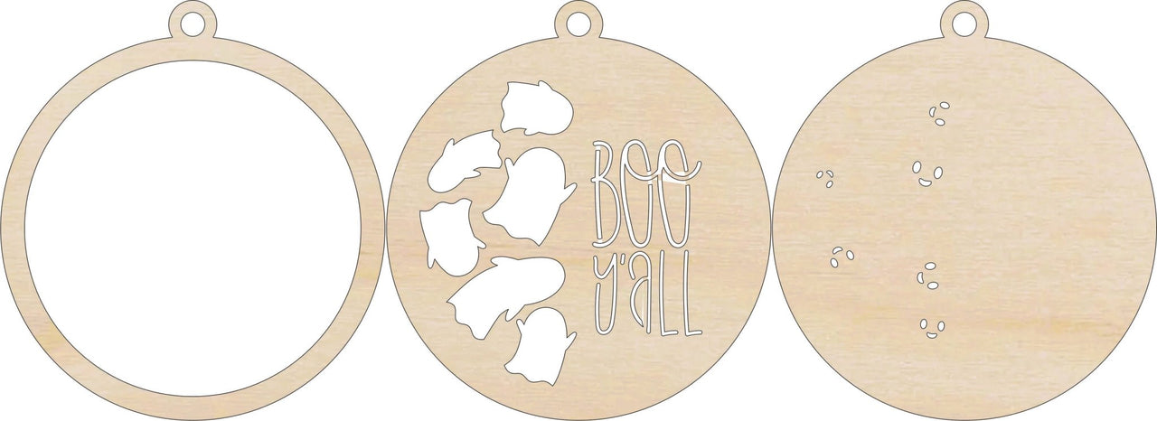 Boo 3D Laser Cut Ornament – Baltic Birch Wood Craft Supplies | DIY Wood Ornament Kit HA1 - The Wood Shape Store