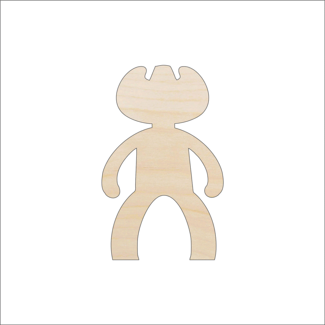 Cowboy Wood Craft Shape - Laser Cut Baltic Birch Unfinished DIY Wood Art Supplies PPL104 - The Wood Shape Store