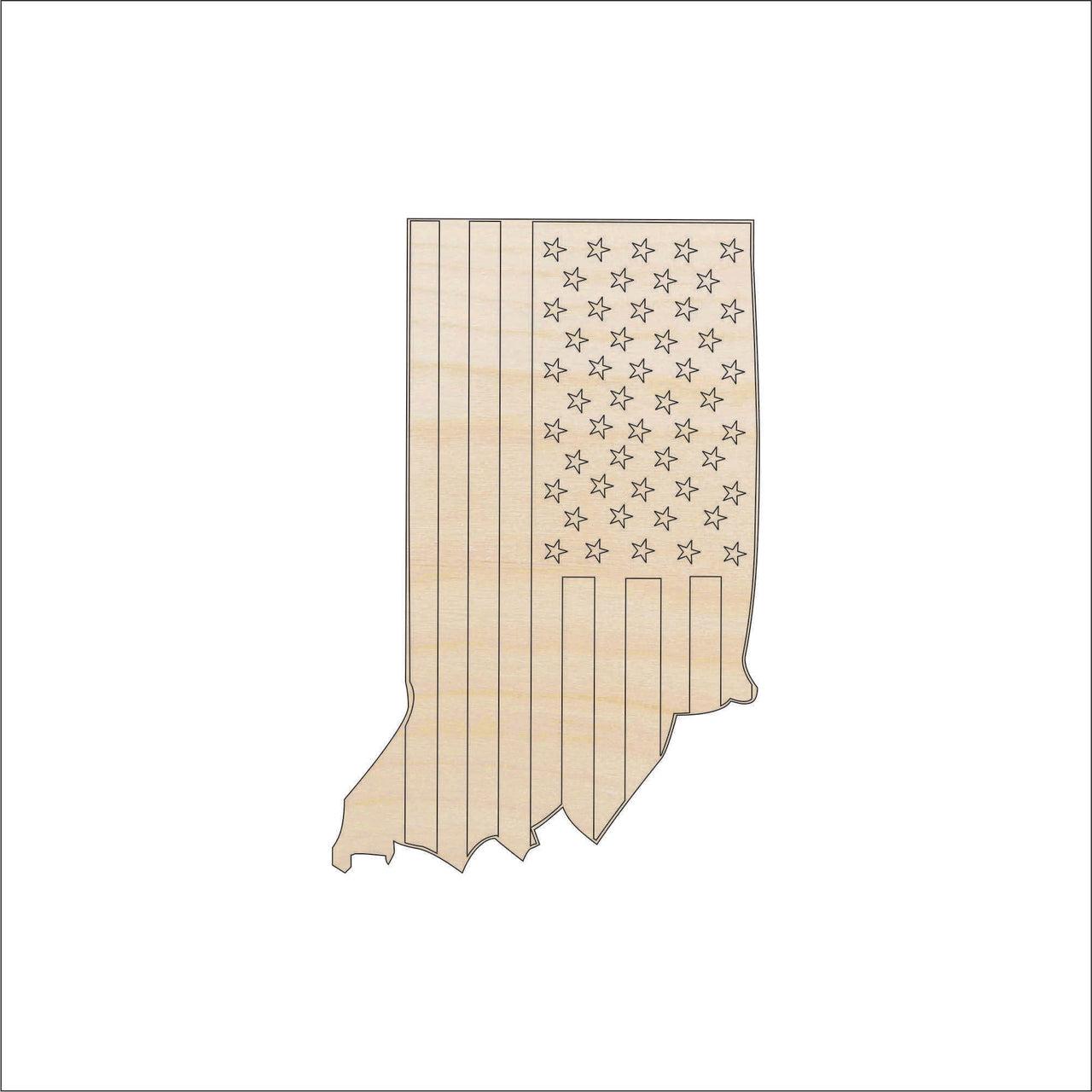 Indiana Wood Craft Shape - Laser Cut Baltic Birch Unfinished DIY Wood Art Supplies USA10 - The Wood Shape Store