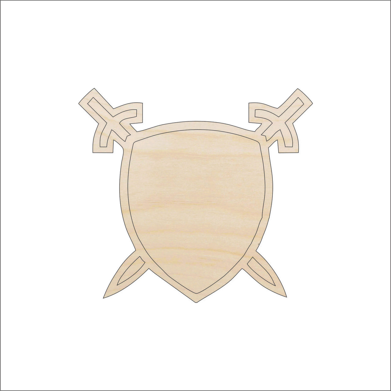 Swords & Shield Wood Craft Shape – Laser Cut Baltic Birch Unfinished DIY Wood Art Supplies BDG5 - The Wood Shape Store