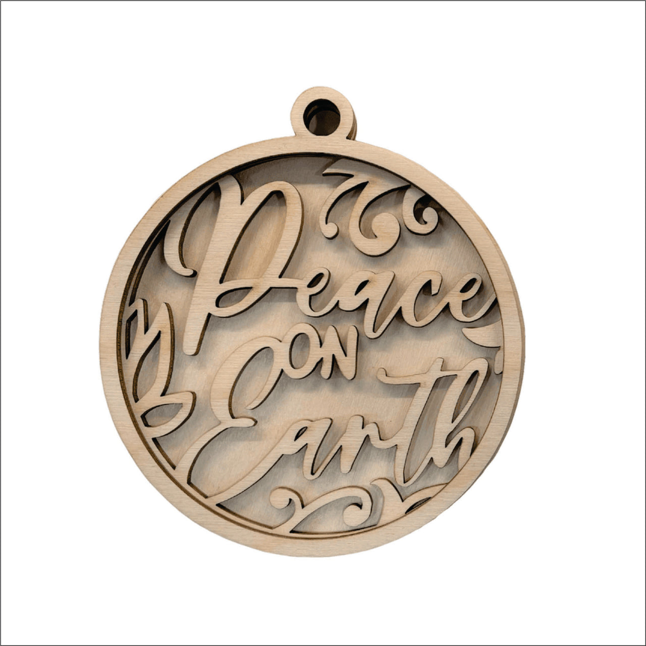 Peace 3D Laser Cut Ornament – Baltic Birch Wood Craft Supplies | DIY Wood Ornament Kit RE11 - The Wood Shape Store
