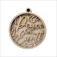 Peace 3D Laser Cut Ornament – Baltic Birch Wood Craft Supplies | DIY Wood Ornament Kit RE11 - The Wood Shape Store