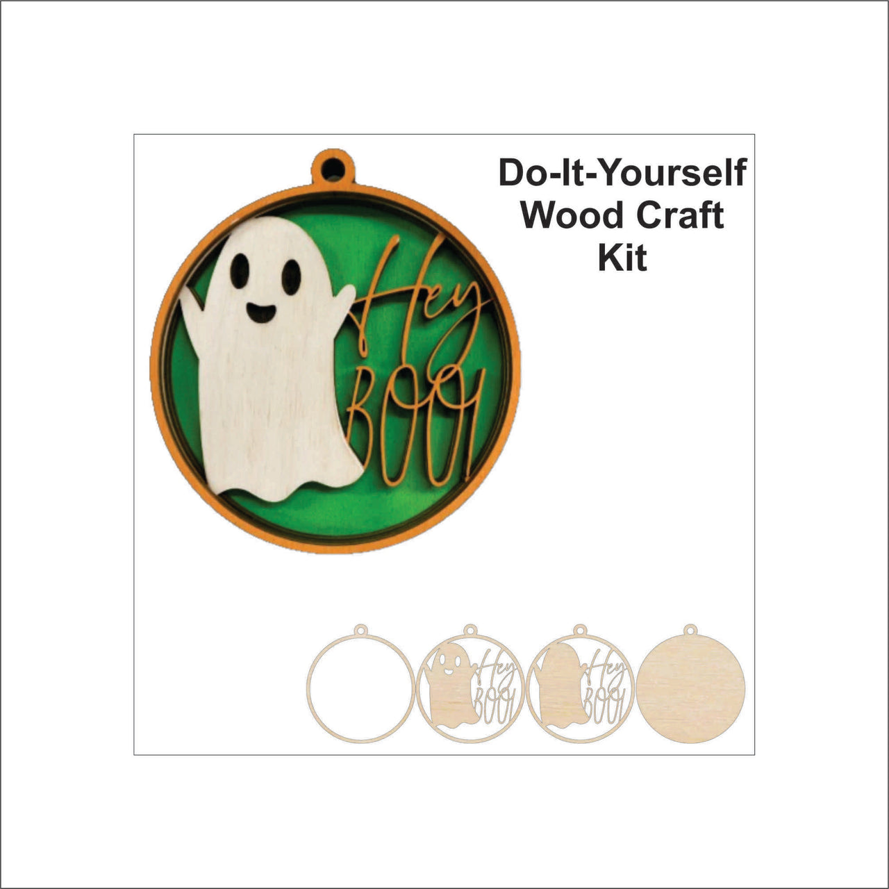 Ghost 3D Laser Cut Ornament – Baltic Birch Wood Craft Supplies | DIY Wood Ornament Kit HA19 - The Wood Shape Store