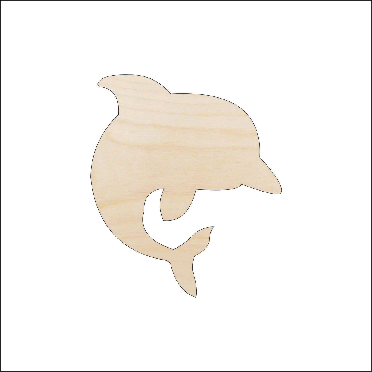 Dolphin Wood Craft Shape - Laser Cut Baltic Birch Unfinished DIY Wood Art Supplies SEA45 - The Wood Shape Store
