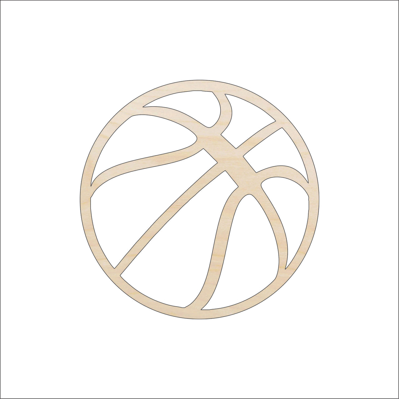 Basketball Wood Craft Shape - Laser Cut Baltic Birch Unfinished DIY Wood Art Supplies SPT671 - The Wood Shape Store