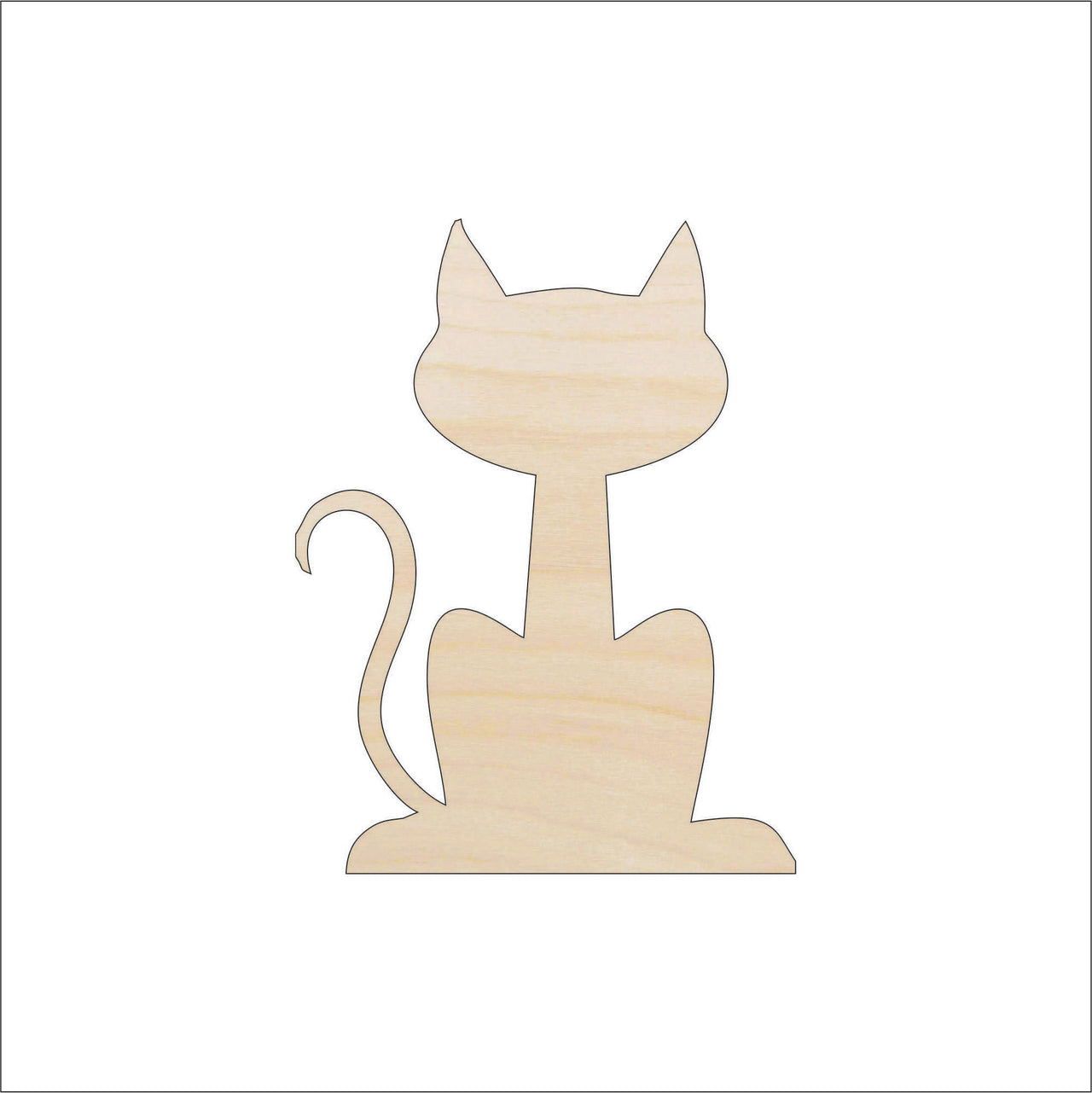 Cat Wood Craft Shape - Laser Cut Baltic Birch Unfinished DIY Wood Art Supplies CAT35 - The Wood Shape Store