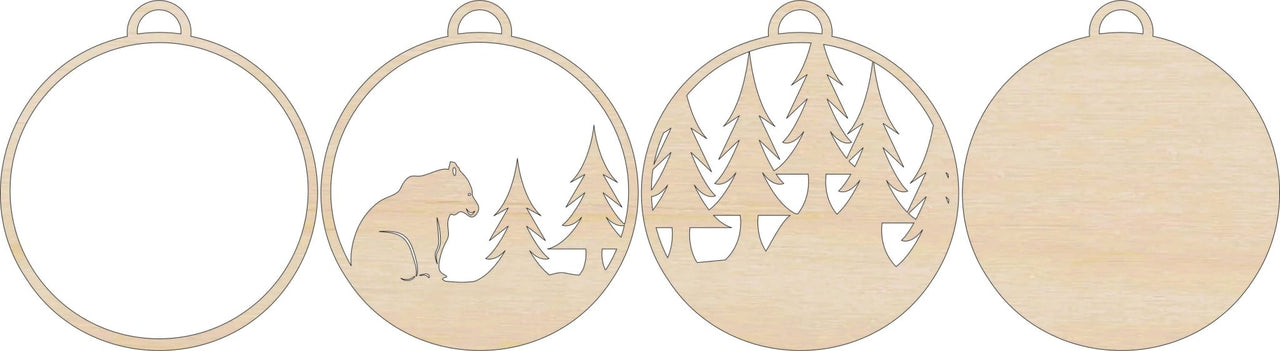Polar Bear Wood Craft Ornament – Laser Cut Baltic Birch Unfinished DIY Art Supplies Kit AN26 - The Wood Shape Store