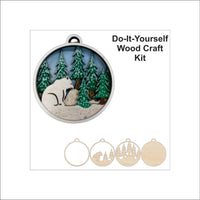 Polar Bear Wood Craft Ornament – Laser Cut Baltic Birch Unfinished DIY Art Supplies Kit AN26 - The Wood Shape Store