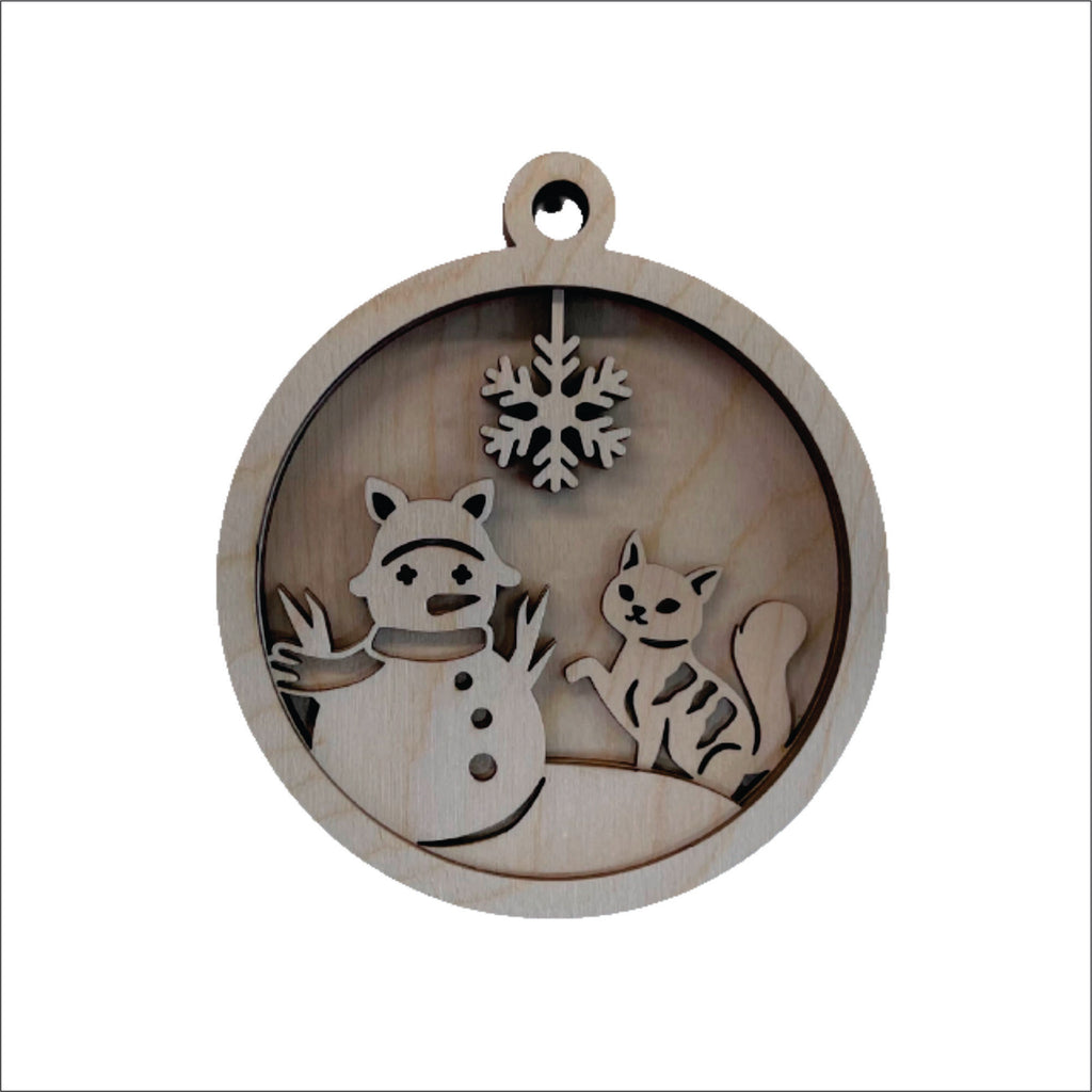 Cat Wood Craft Ornament – Laser Cut Baltic Birch Unfinished DIY Art Supplies Kit AN43