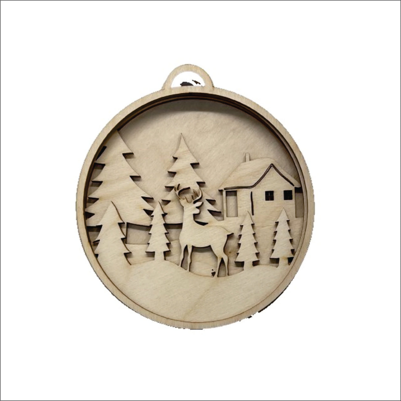 Deer Wood Craft Ornament – Laser Cut Baltic Birch Unfinished DIY Art Supplies Kit AN47 - The Wood Shape Store