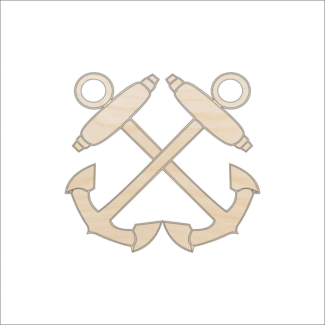 Anchor Wood Craft Shape – Laser Cut Baltic Birch Unfinished DIY Wood Art Supplies ANC15 - The Wood Shape Store