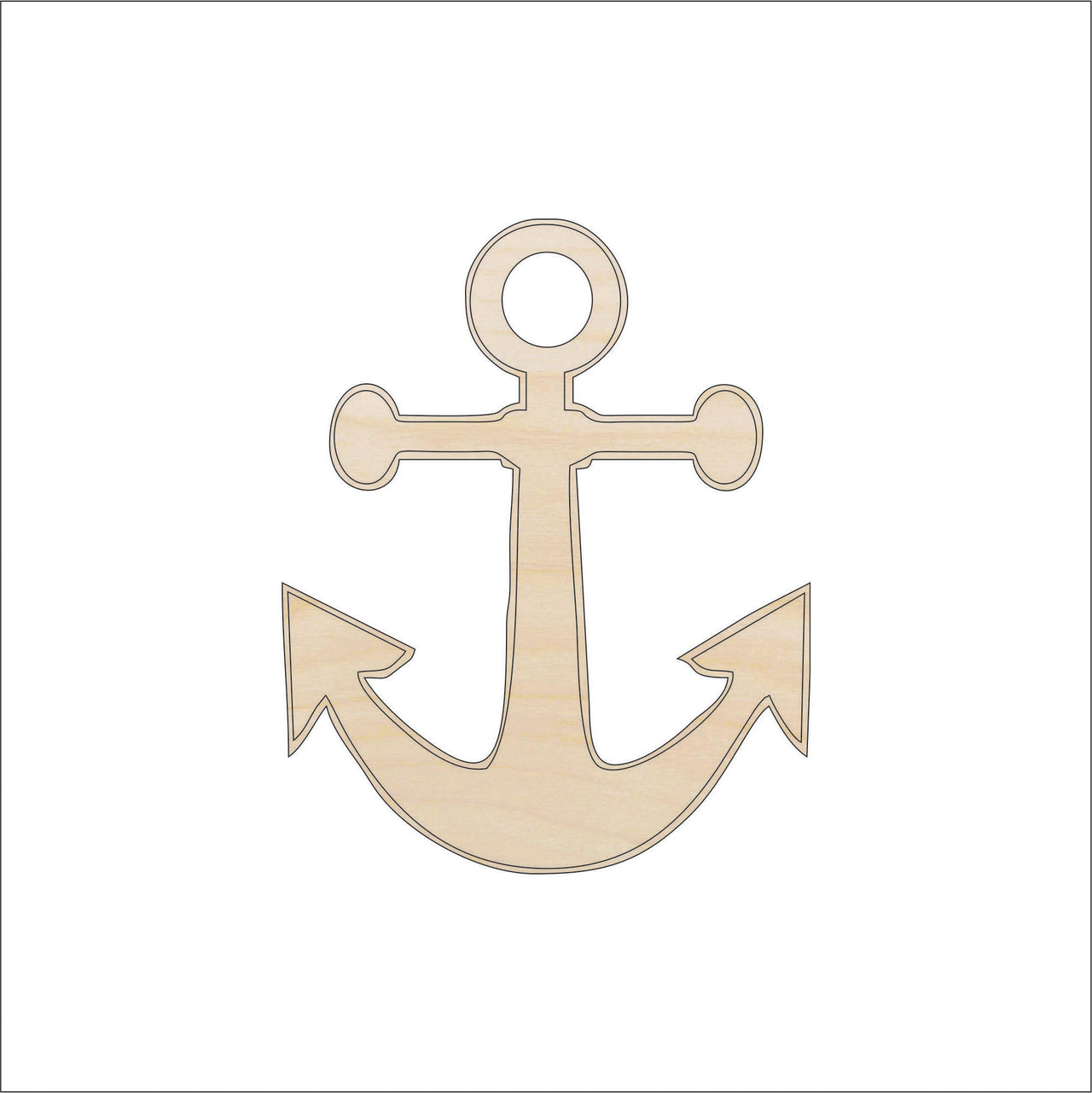 Anchor Wood Craft Shape – Laser Cut Baltic Birch Unfinished DIY Wood Art Supplies ANC16 - The Wood Shape Store