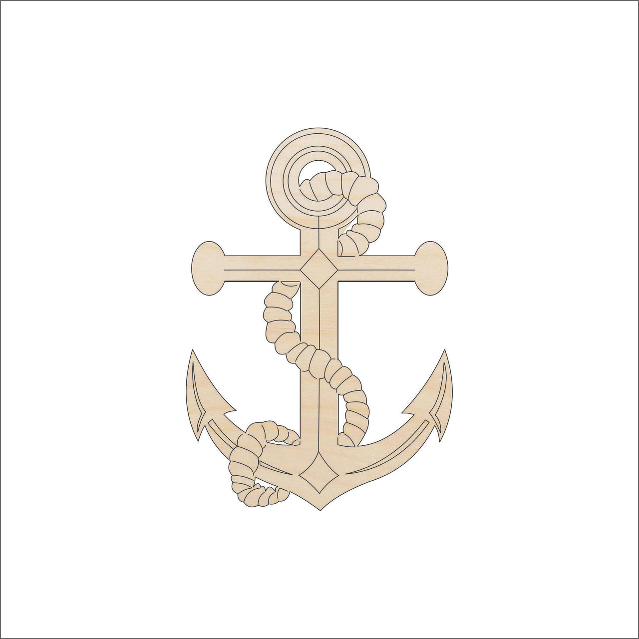 Anchor Wood Craft Shape – Laser Cut Baltic Birch Unfinished DIY Wood Art Supplies ANC17 - The Wood Shape Store
