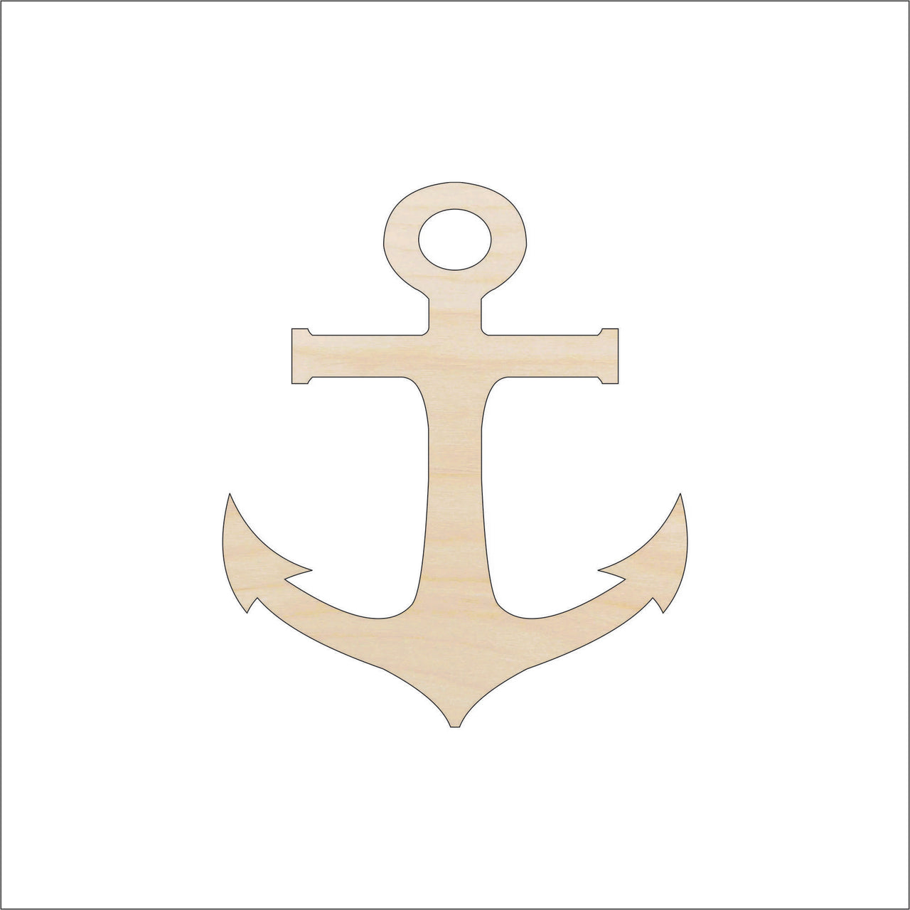 Anchor Wood Craft Shape – Laser Cut Baltic Birch Unfinished DIY Wood Art Supplies ANC19 - The Wood Shape Store