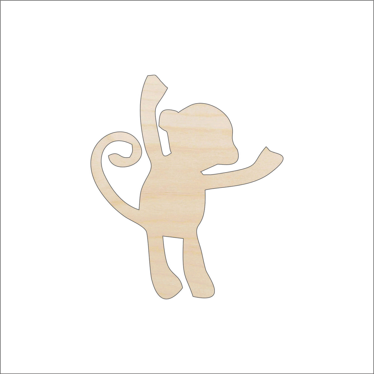 Monkey Wood Craft Shape – Laser Cut Baltic Birch Unfinished DIY Wood Art Supplies APE11 - The Wood Shape Store