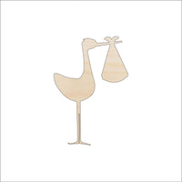 Stork & Baby Wood Craft Shape – Laser Cut Baltic Birch Unfinished DIY Wood Art Supplies BBY1 - The Wood Shape Store