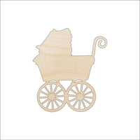 Baby Carriage Wood Craft Shape – Laser Cut Baltic Birch Unfinished DIY Wood Art Supplies BBY35 - The Wood Shape Store