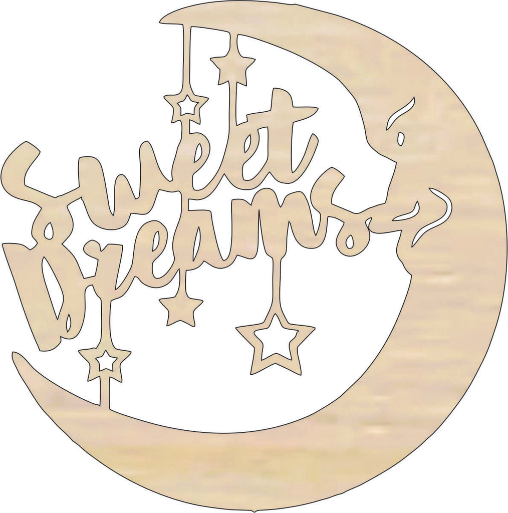 Sweet Dreams Sign Wood Craft Shape – Laser Cut Baltic Birch Unfinished DIY Wood Art Supplies  BBY42