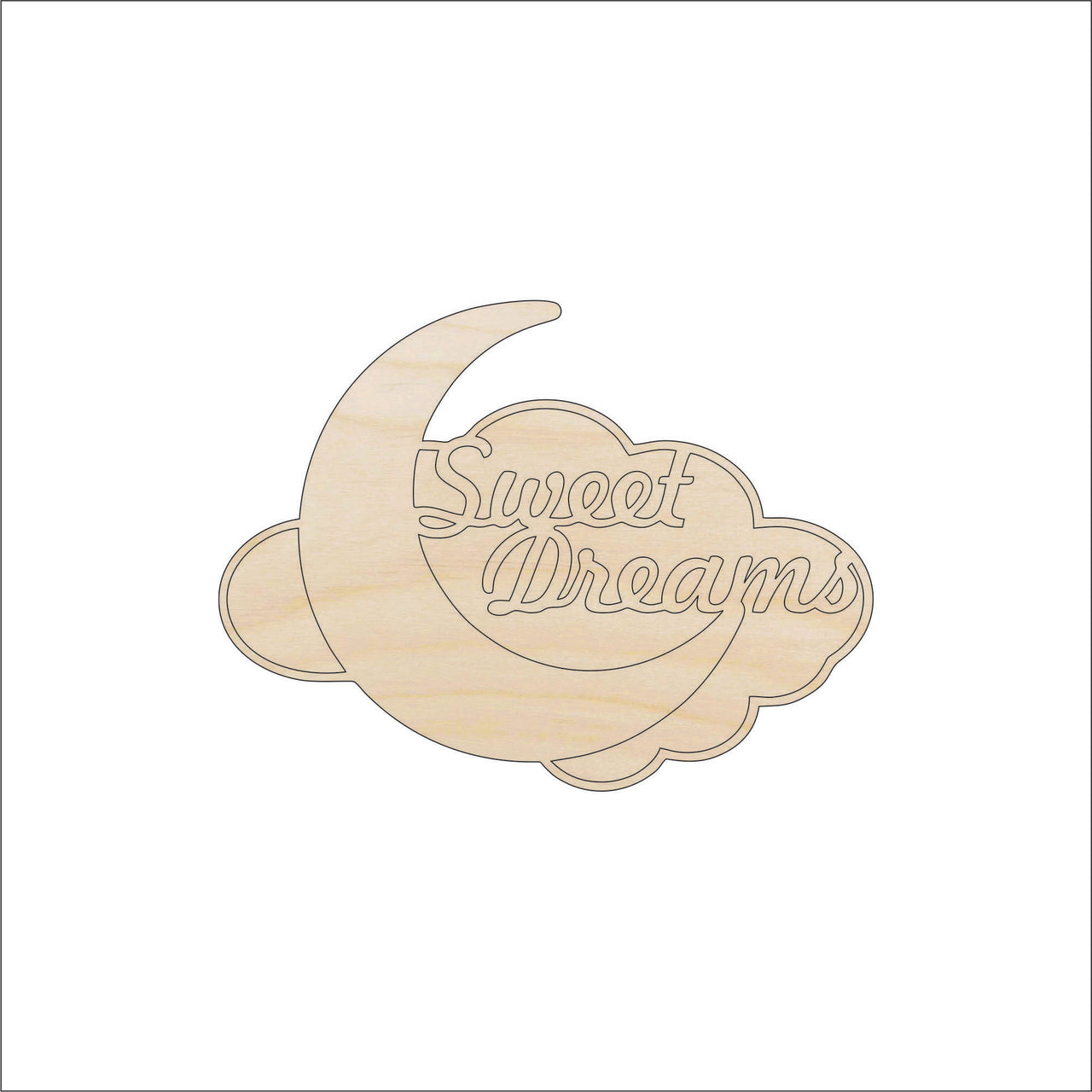 Sweet Dreams Wood Craft Shape – Laser Cut Baltic Birch Unfinished DIY Wood Art Supplies BBY52 - The Wood Shape Store