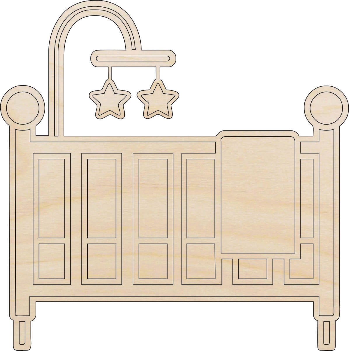 Baby Crib Wood Craft Shape – Laser Cut Baltic Birch Unfinished DIY Wood Art Supplies BBY62 - The Wood Shape Store
