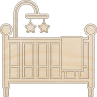 Baby Crib Wood Craft Shape – Laser Cut Baltic Birch Unfinished DIY Wood Art Supplies BBY62 - The Wood Shape Store
